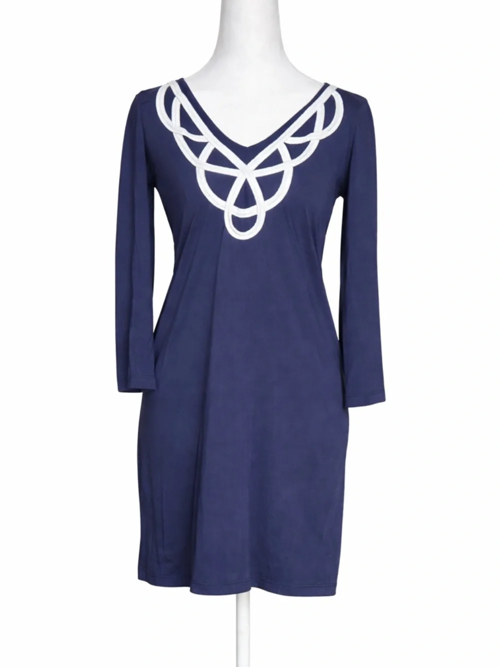 Lilly Pulitzer‎ Blaire V Neck  A Line Cotton Dress True Navy Women’s Size XS